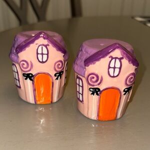 Happy Hauntings Charming Purple and Orange Ceramic House Figurines